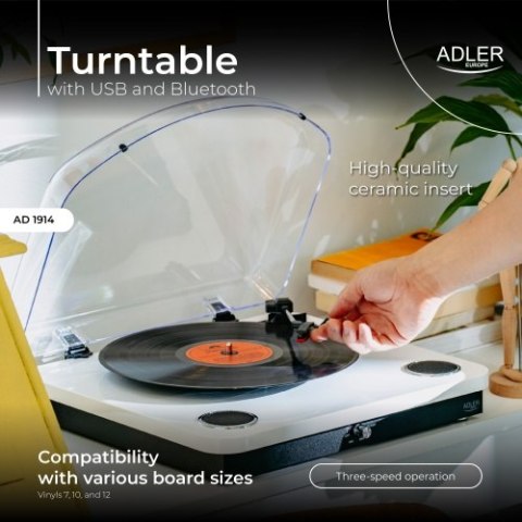 AD 1914 White Gramofon z usb i bluetooth