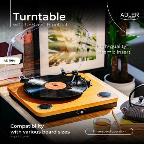 AD 1914 Wood Gramofon z usb i bluetooth