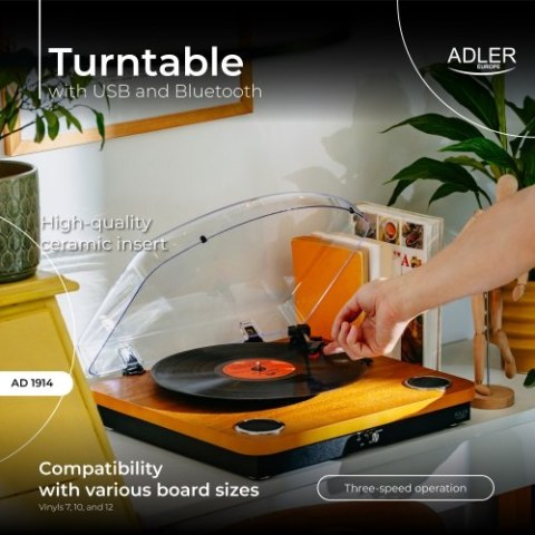AD 1914 Wood Gramofon z usb i bluetooth