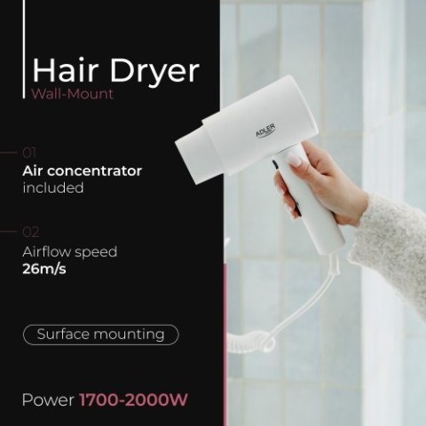 AD 2285 white Suszarka hotelowa, montowana na ścianie