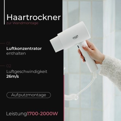 AD 2285 white Suszarka hotelowa, montowana na ścianie