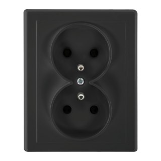 Gniazdo podwójne p/t 2x2P+Z Malta, 16A, 250V, PT-6M, czarny mat