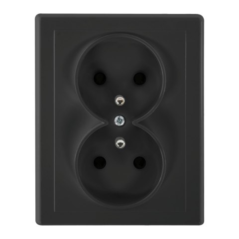 Gniazdo podwójne p/t 2x2P+Z Malta, 16A, 250V, PT-6M, czarny mat