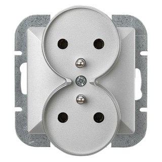 Gniazdo podwójne p/t 2x2P+Z Pearl, 16A, 250V, PT-6 P, srebrny