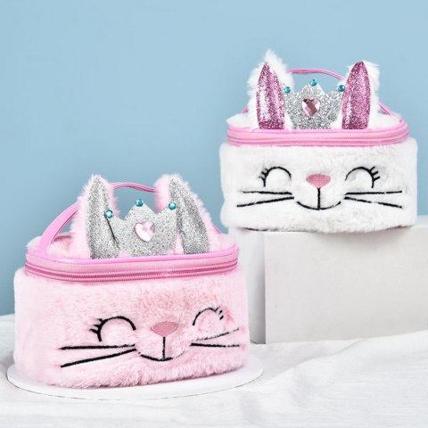 Pluszowa Kosmetyczka Dziecięca Króliczek Brokat Różowa 20cm