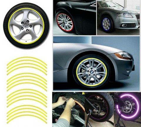 AG555D Naklejki odblaskowe na koła yellow