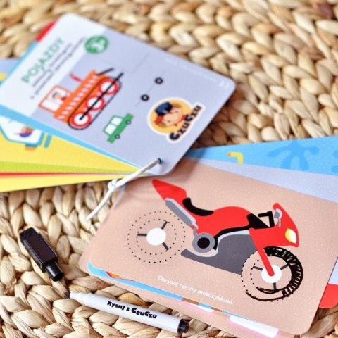 Zestaw edukacyjny pojazdy zabawy kreatywne z pisakiem zmazywakiem