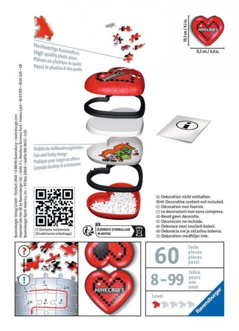 Puzzle 3d 54 elementy minecraft serce