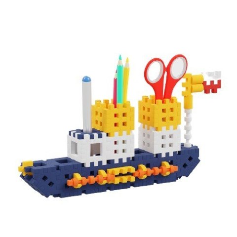 Klocki konstrukcyjne mini waffle - przyborniki pojazdy 140 elementów