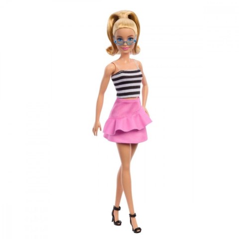 Lalka barbie fashionistas top w biało-czarne paski