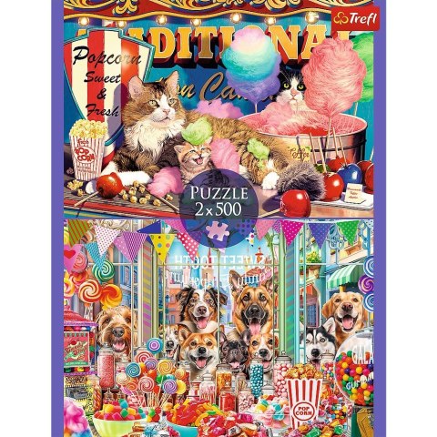 Puzzle 2x500 elementów puszyści przyjaciele kotki pieski