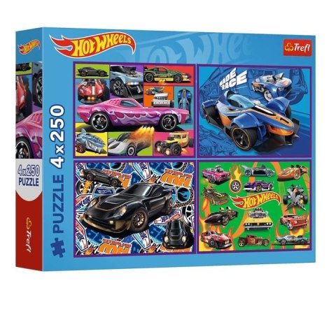 Puzzle 4x250 wyścigowe auta hot wheels