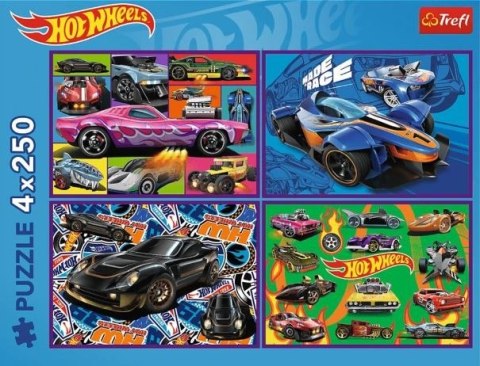 Puzzle 4x250 wyścigowe auta hot wheels