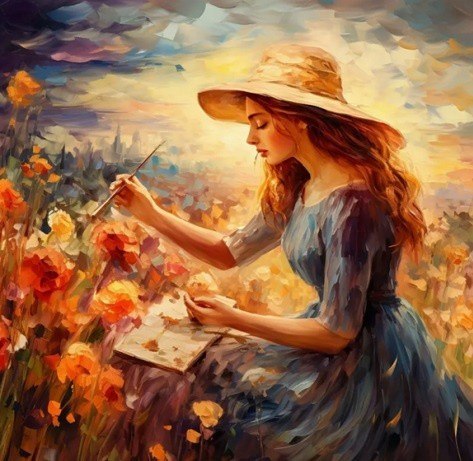 Diamentowa mozaika - kobieta w kapeluszu Diamentowa mozaika - kobieta w kapeluszu