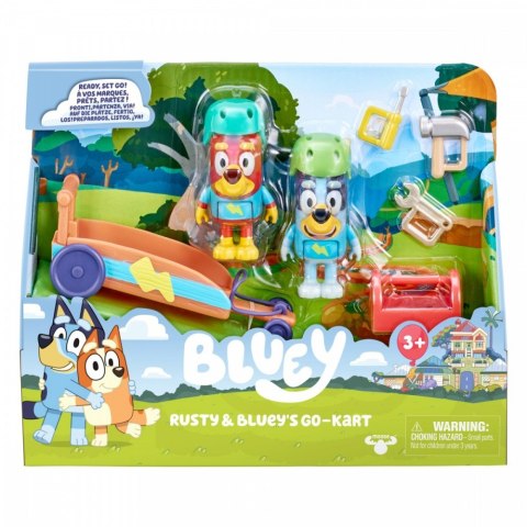 Zestaw figurek bluey gokart + 2 figurki piesków