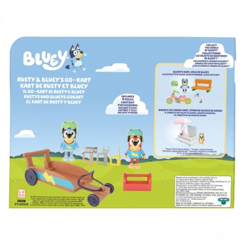 Zestaw figurek bluey gokart + 2 figurki piesków