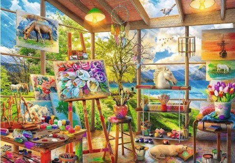 Puzzle 2x500 elementów sztuka malowania kotki Puzzle 2x500 elementów sztuka malowania kotki