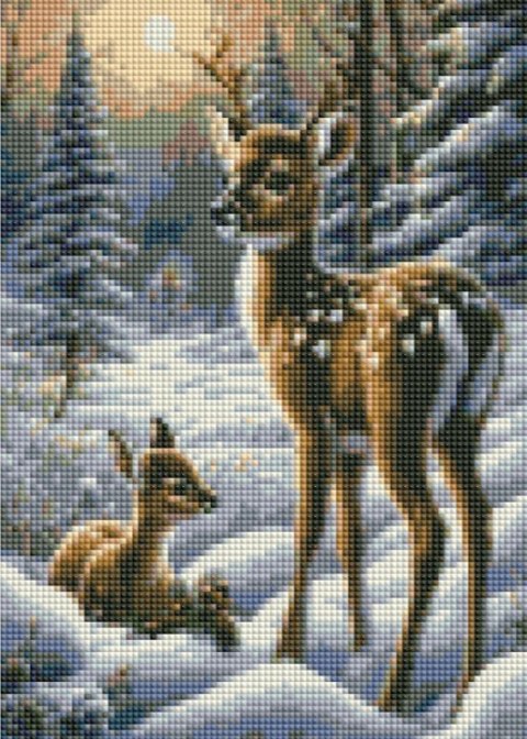 Diamentowa mozaika - jelonki w śniegu