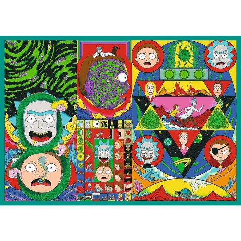 Puzzle 4x250 elementów rick i morty zakręcony świat