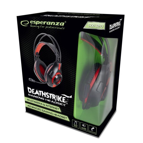 EGH420R Esperanza słuchawki z mikrofonem gaming deathstrike czerwone