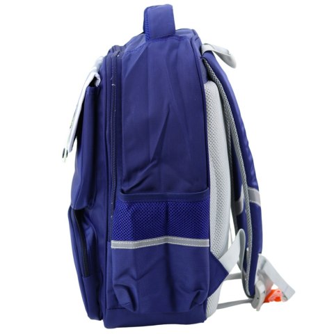 Plecak Szkolny Naszywki Z Dinozaurami Pas Piersiowy Granatowy 39x27x15cm