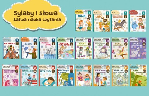 Książeczki sylaby i słowa. Łatwa nauka czytania - zestaw 20 książek