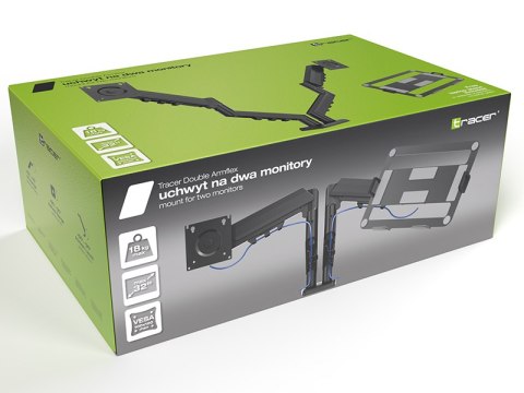 Uchwyt na dwa monitory ( zestaw z podstawką na laptop ) Tracer Double Armflex
