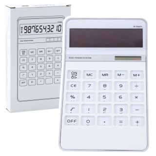 Kalkulator Biurowy Klasyczny 10D Wyświetlacz 10-Cyfrowy Solar Biały
