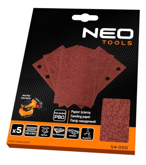 Papier ścierny prostokątny 8 otworów 130 x 80 mm P80 do 04-623, 5 szt. Papier ścierny prostokątny 8 otworów 130 x 80 mm P80 do 04-623, 5 szt.