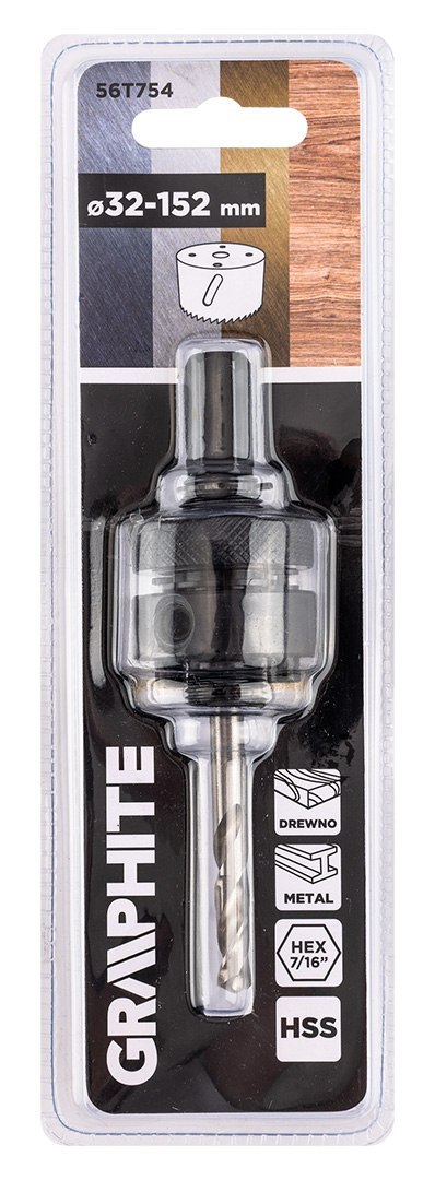 Adapter z wiertłem pilotującym do otwornic bi-metalowych 32-152 mm, Hex