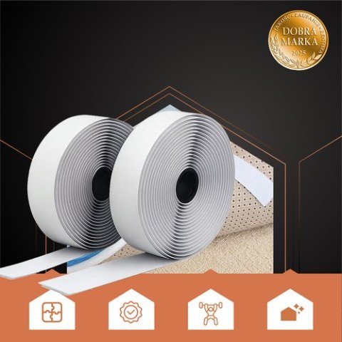 Rzep samoprzylepny biały 5m x 2,5cm Ruhhy 25999