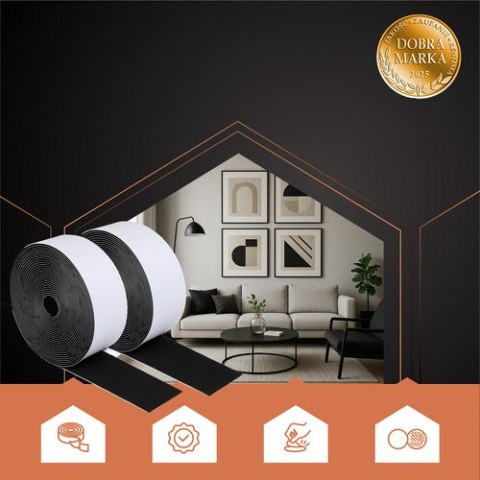 Rzep samoprzylepny czarny 5m x 2,5cm Ruhhy 24237 Rzep samoprzylepny czarny 5m x 2,5cm Ruhhy 24237