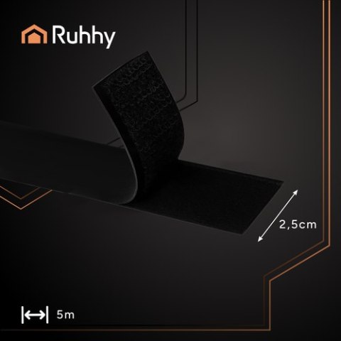 Rzep samoprzylepny czarny 5m x 2,5cm Ruhhy 24237 Rzep samoprzylepny czarny 5m x 2,5cm Ruhhy 24237