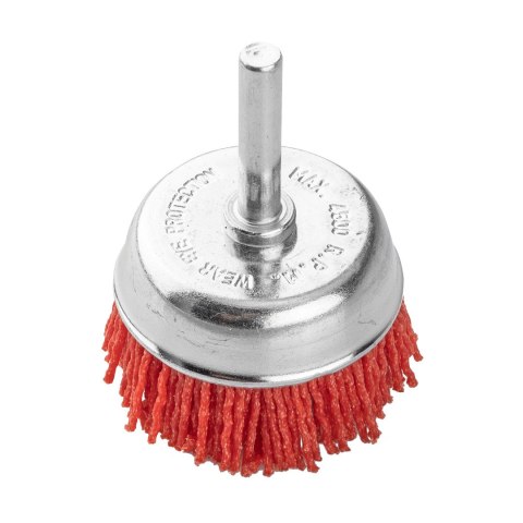 Szczotka nylonowa doczołowa 50 mm, z trzpieniem 6 mm