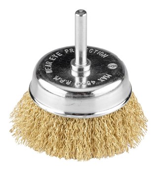 Szczotki druciane drut karbowany, mosiądzowany, 25, 50, 75 mm, 3 szt., trzpień 6 mm