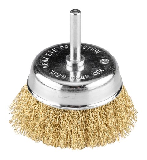 Szczotki druciane drut karbowany, mosiądzowany, 25, 50, 75 mm, 3 szt., trzpień 6 mm