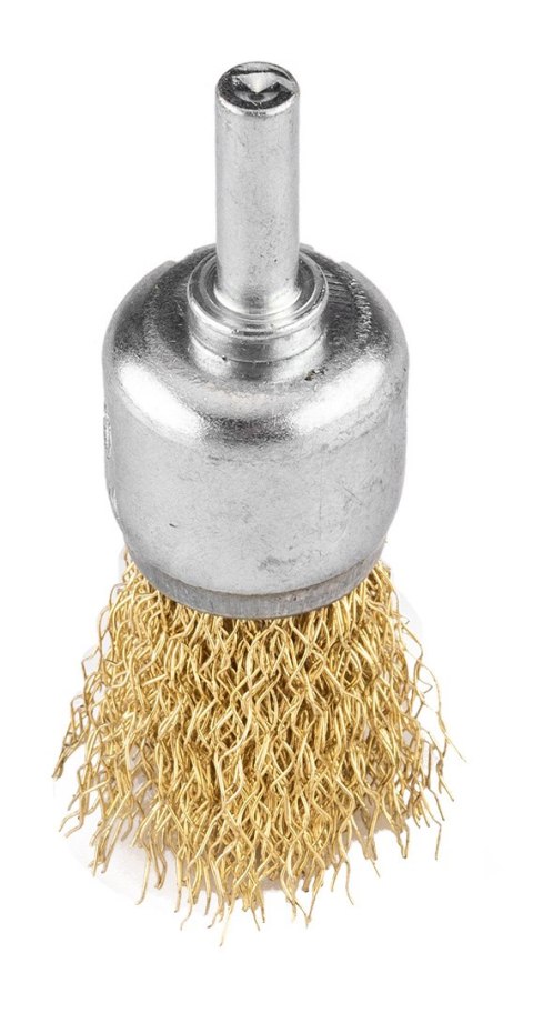 Szczotki druciane drut karbowany, mosiądzowany, 25, 50, 75 mm, 3 szt., trzpień 6 mm