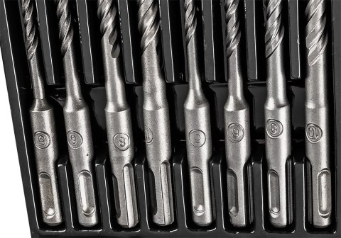 Zestaw wierteł do betonu SDS Plus z podwójną spiralą 5, 6, 8, 10 x 110 mm, 5, 6, 8, 10 x 160 mm