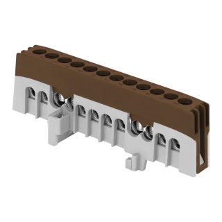 Listwa zaciskowa izolowana PRO, L, 12 przewodów, brązowy