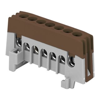 Listwa zaciskowa izolowana PRO, L, 7 przewodów, brązowy