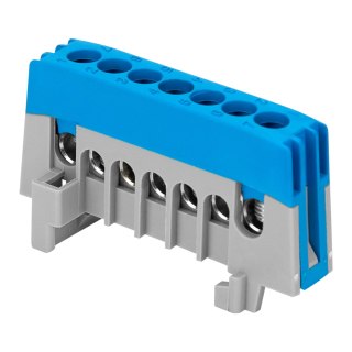 Listwa zaciskowa izolowana PRO, N, 7 przewodów, niebieski