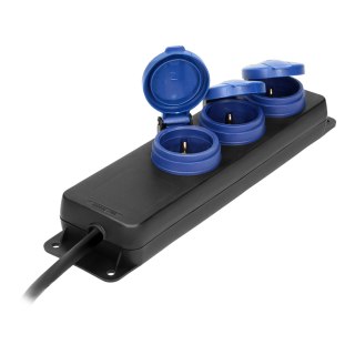 Przedłużacz warsztatowy bryzgoszczelny IP44, 3 gniazda 2P+Z schuko, przewód gumowy, H05RR-F 3x1,5mm?, długość 5m