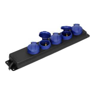 Przedłużacz warsztatowy bryzgoszczelny IP44, 5 gniazd 2P+Z IP44, schuko przewód gumowy, H05RR-F 3x1,5mm2, długość 5m