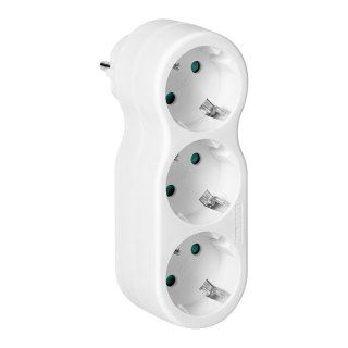 Rozgałęźnik 3x2P+Z "bałwanek" z wtyczką górną, Schuko, biały