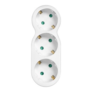 Rozgałęźnik 3x2P+Z "bałwanek" z wtyczką górną, Schuko, biały