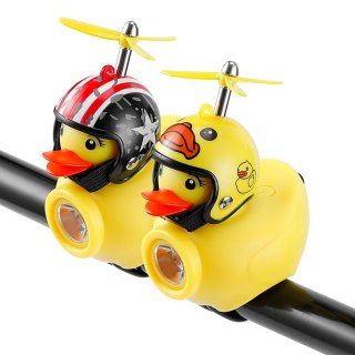 Światło rowerowe + dzwonek, kaczka w kasku, 130lm, 800mAh, 6000K, 2 wzory (mix)