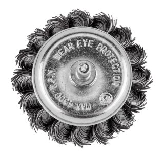 Szczotka druciana doczołowa 75 mm, drut skręcony, stalowy, z trzpieniem 6 mm