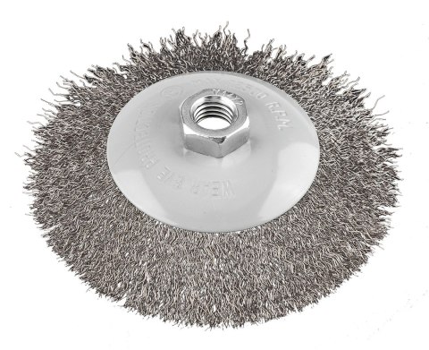 Szczotka druciana tarczowa 125 mm, drut karbowany, stalowy, M14