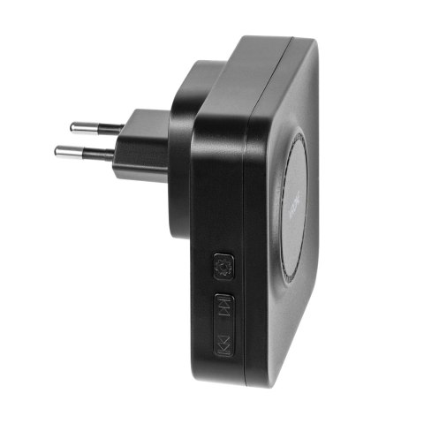 TELERO AC, dzwonek bezprzewodowy, sieciowy, przycisk bezbateryjny, learning system, 36 dźwięków, 200m, czarny