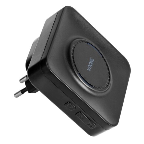 TELERO AC, dzwonek bezprzewodowy, sieciowy, przycisk bezbateryjny, learning system, 36 dźwięków, 200m, czarny